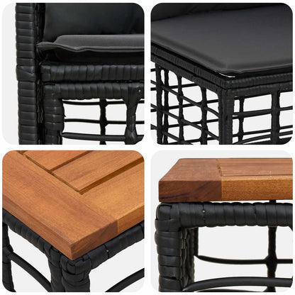 Outdoor-Sofagarnitur 6 stk. Schwarz und Dunkelgrau Polyester