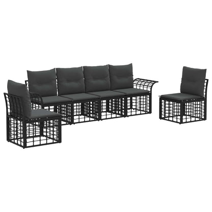 Outdoor-Sofagarnitur 6 stk. Schwarz und Dunkelgrau Polyester