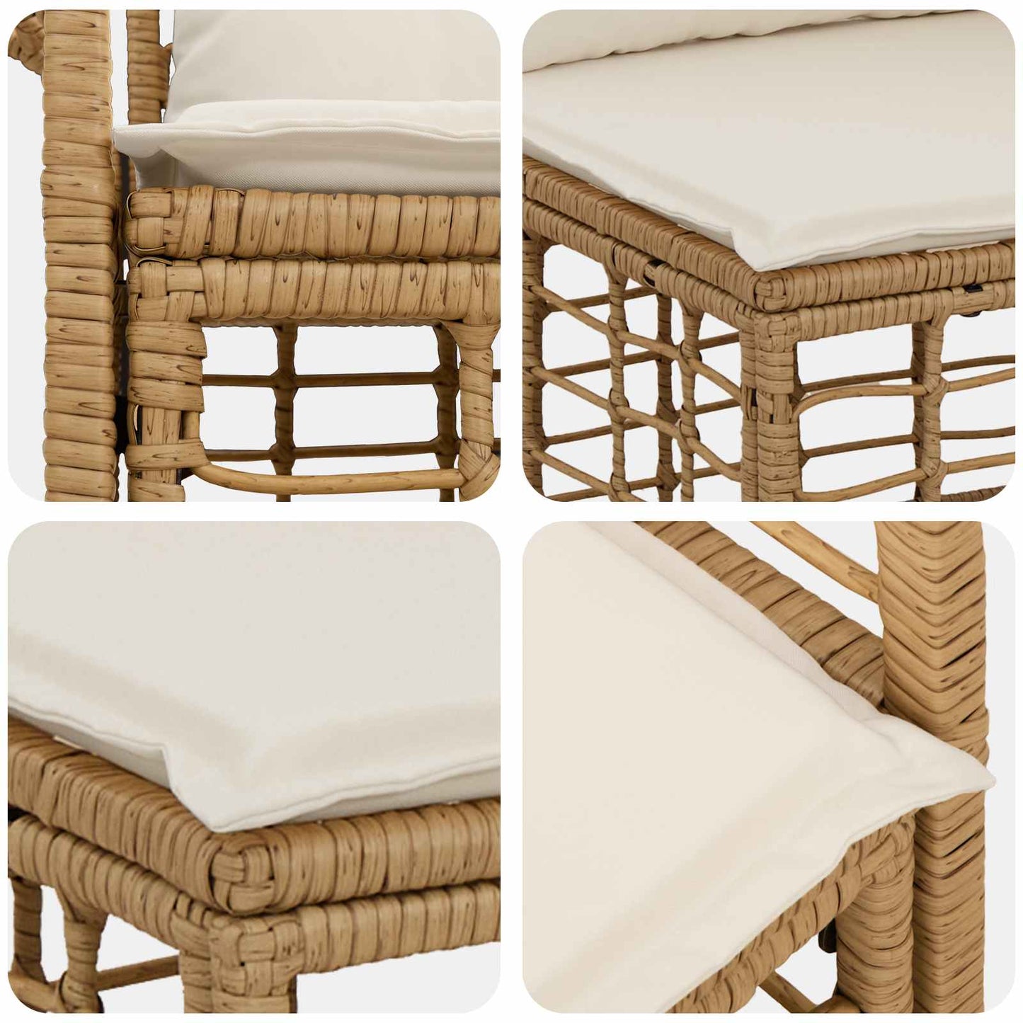 Outdoor-Sofagarnitur 7 pcs Natürlich und Cremweiß Polyester