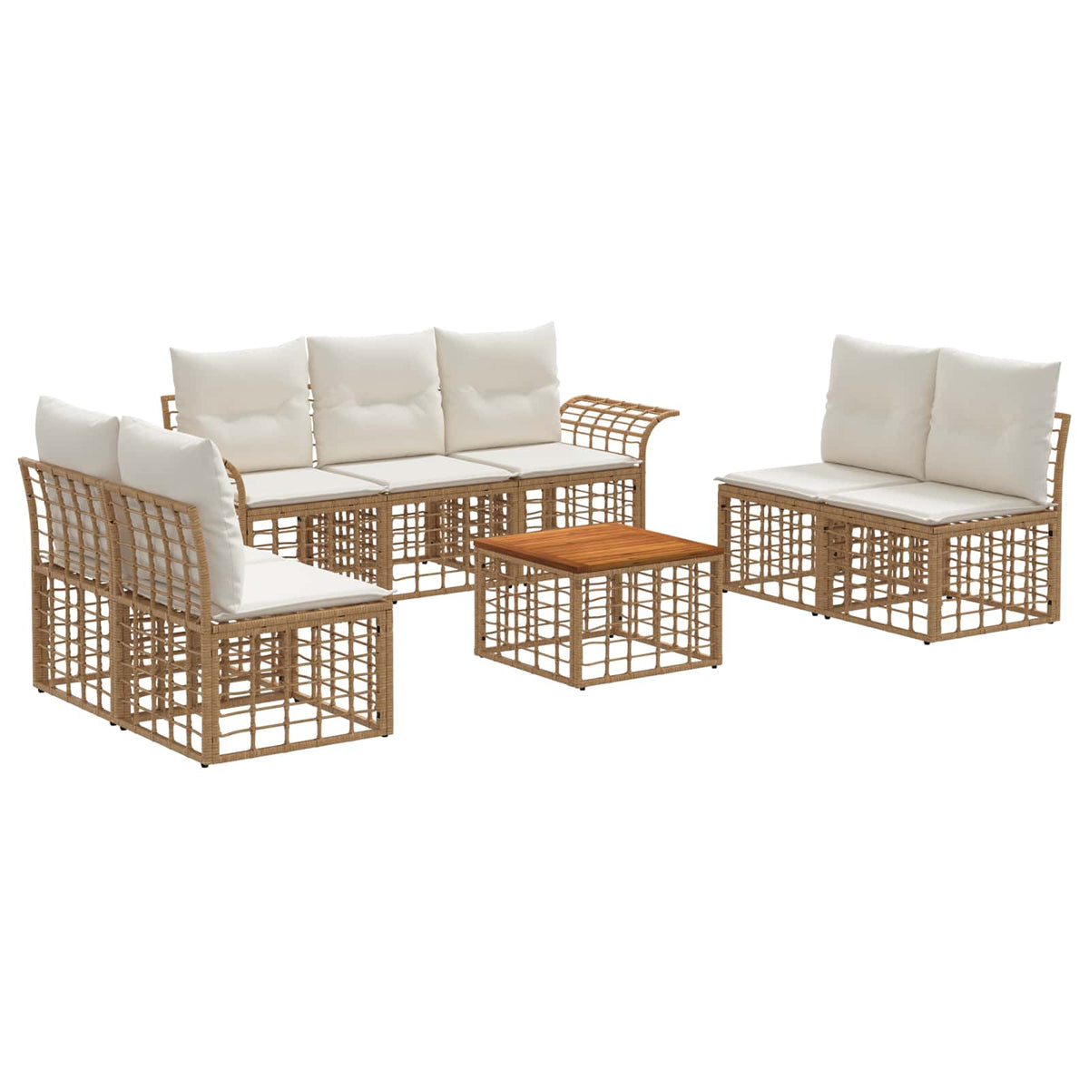 Outdoor-Sofagarnitur 8 stk. 7-Sitzer Natur und Cremeweiß