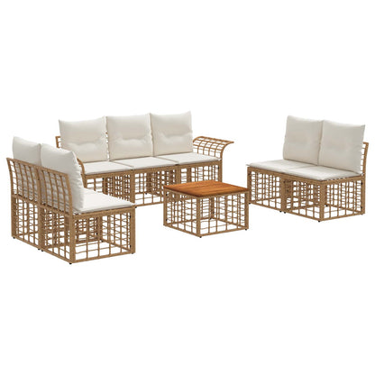Outdoor-Sofagarnitur 8 stk. 7-Sitzer Natur und Cremeweiß