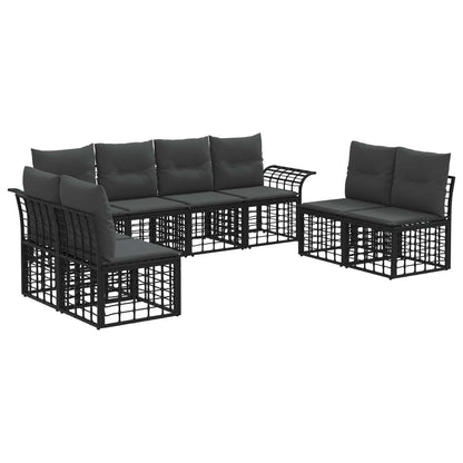 Outdoor-Sofagarnitur 8 stk. Schwarz und Dunkelgrau Polyester