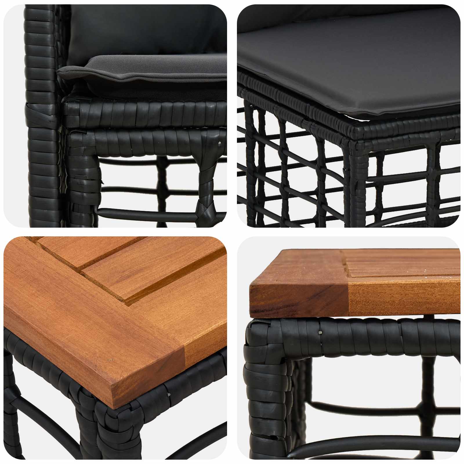 Outdoor-Sofagarnitur 9 stk. Schwarz und Dunkelgrau Polyester