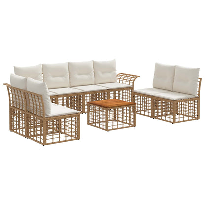 Outdoor-Sofagarnitur 9 stk. 8-Sitzer Natur und Cremeweiß