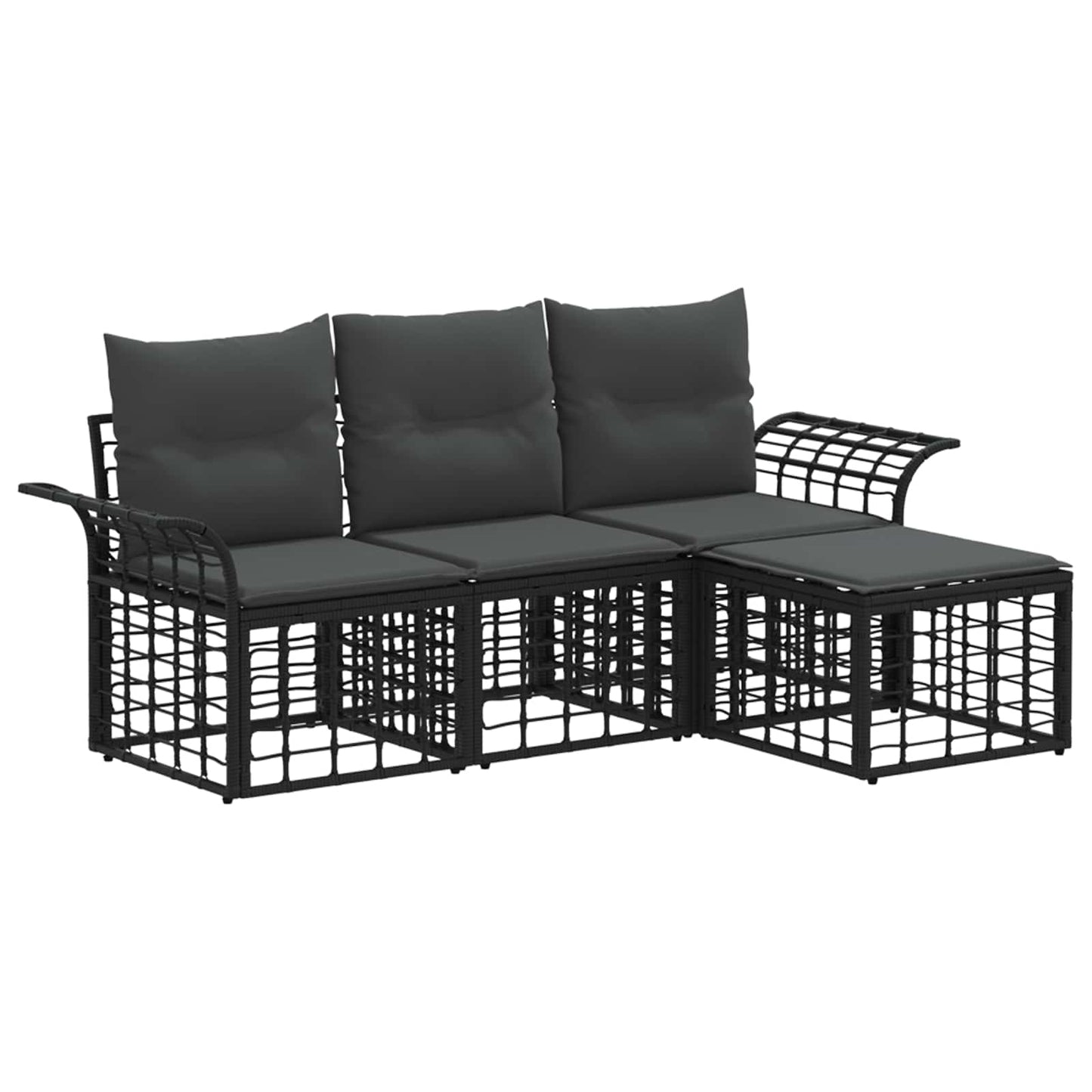 Outdoor-Sofagarnitur 4 pcs Schwarz und Dunkelgrau Polyester