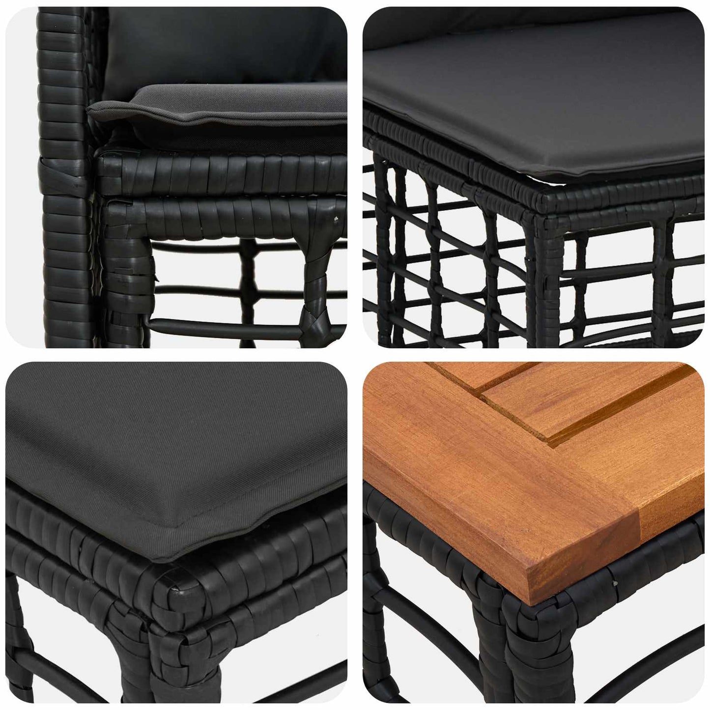 Outdoor-Sofagarnitur 5 stk. Schwarz und Dunkelgrau Polyester