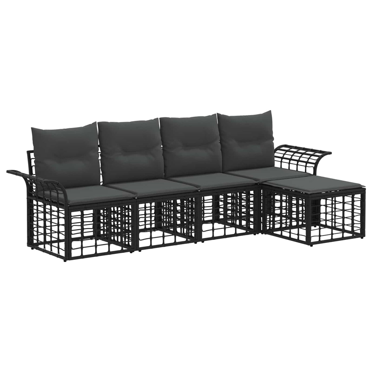 Outdoor-Sofagarnitur 5 pcs Schwarz und Dunkelgrau Polyester