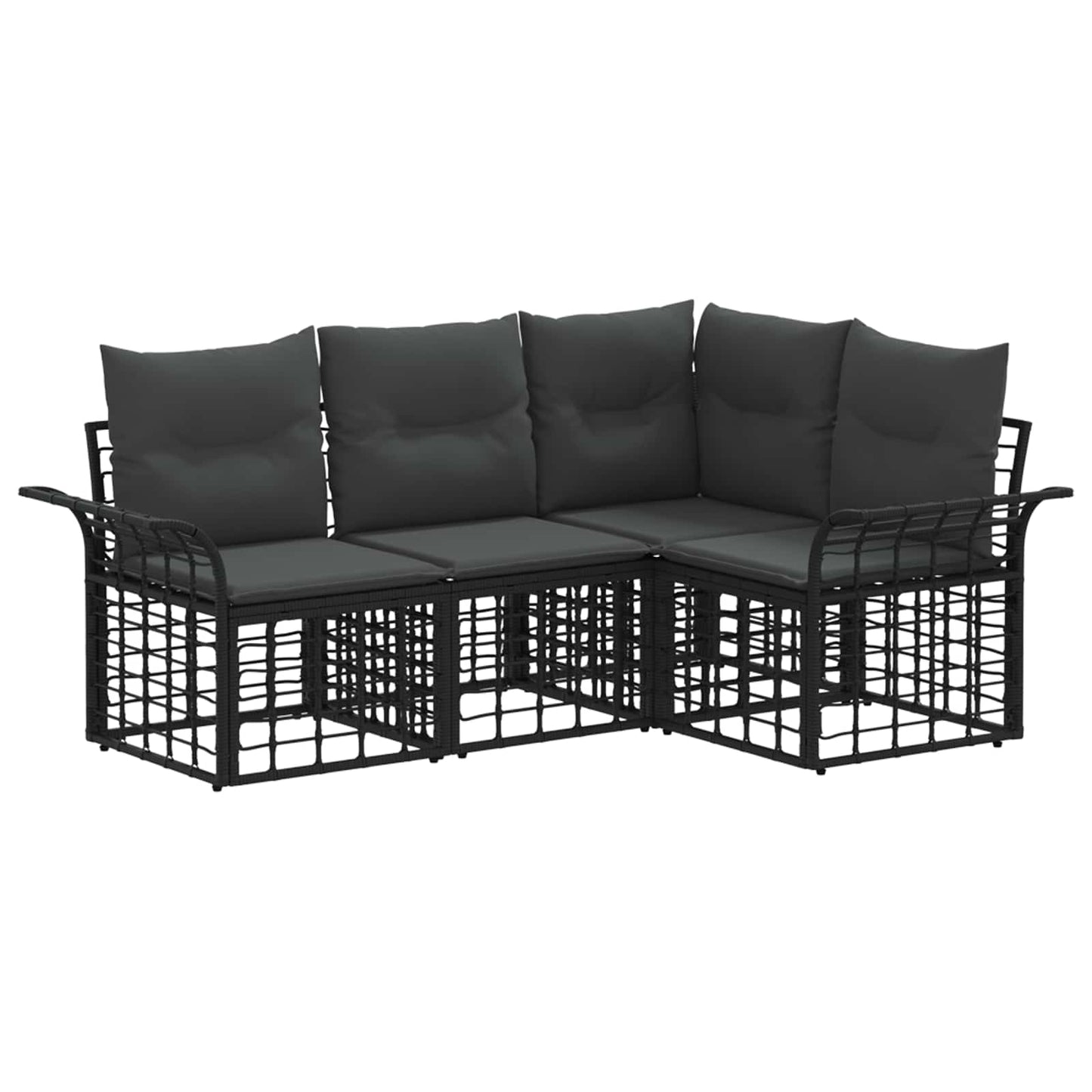 Outdoor-Sofagarnitur 4 stk. Schwarz und Dunkelgrau Polyester