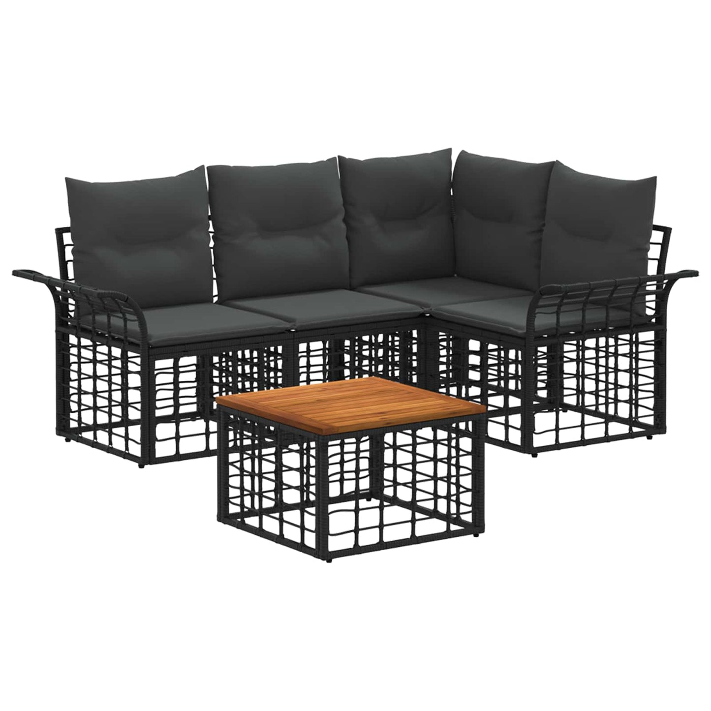 Outdoor-Sofagarnitur 5 stk. Schwarz und Dunkelgrau Polyester