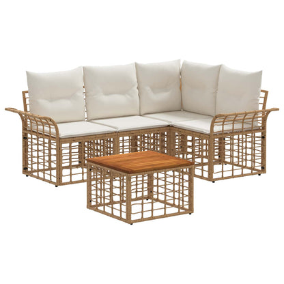 Outdoor-Sofagarnitur 5 stk. 4-Sitzer Natur und Cremeweiß