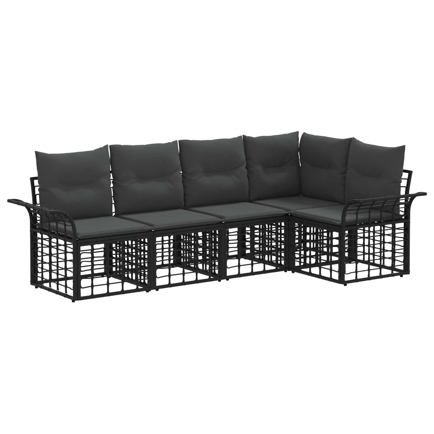 Outdoor-Sofagarnitur 5 stk. Schwarz und Dunkelgrau Polyester
