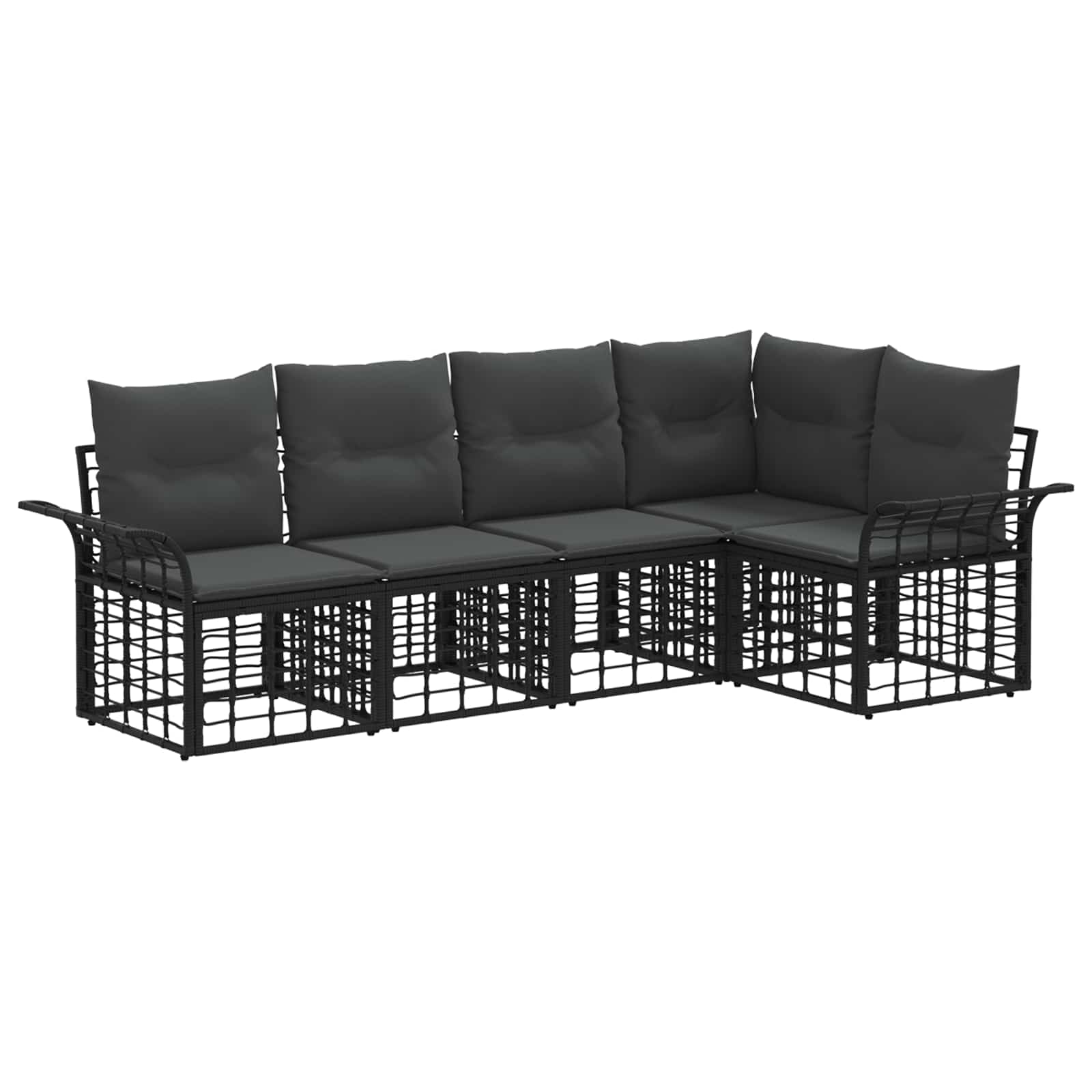 Outdoor-Sofagarnitur 5 stk. Schwarz und Dunkelgrau Polyester