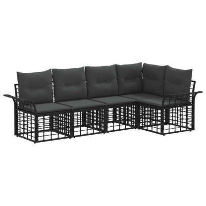 Outdoor-Sofagarnitur 5 stk. Schwarz und Dunkelgrau Polyester