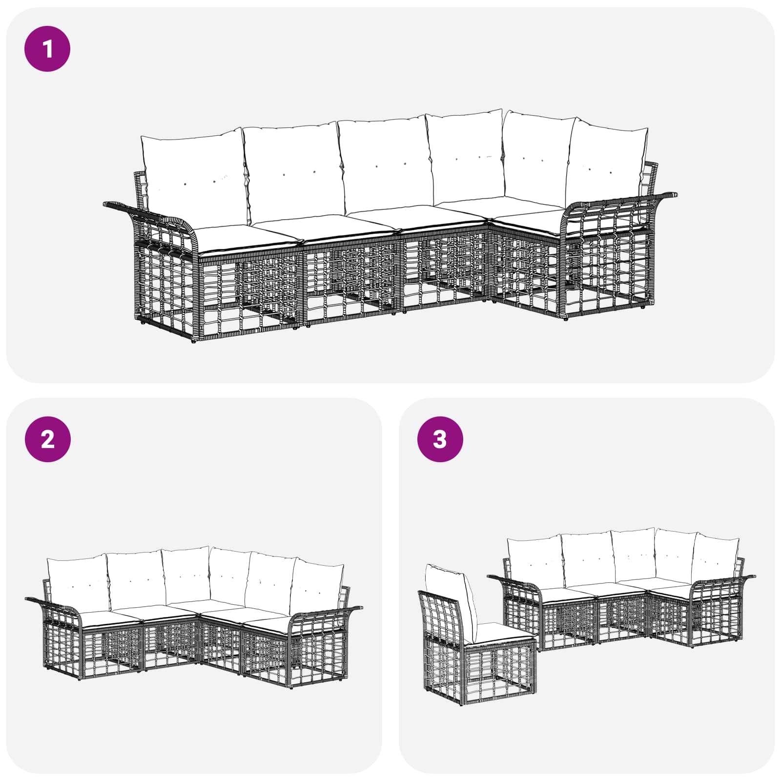 Outdoor-Sofagarnitur 5 stk. Schwarz und Dunkelgrau Polyester