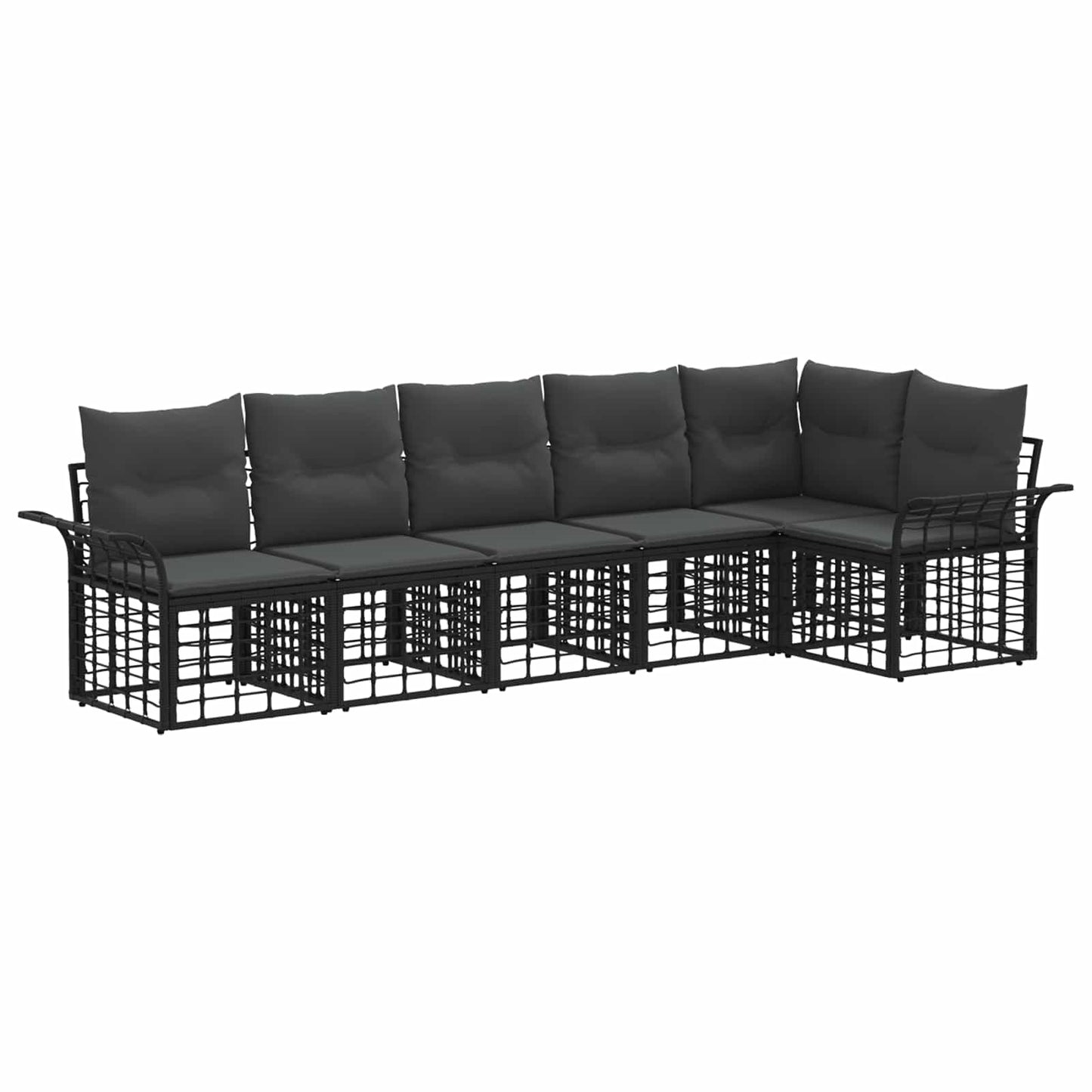 Outdoor-Sofagarnitur 6 pcs Schwarz und Dunkelgrau Polyester