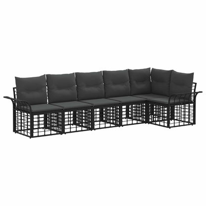 Outdoor-Sofagarnitur 6 stk. Schwarz und Dunkelgrau Polyester