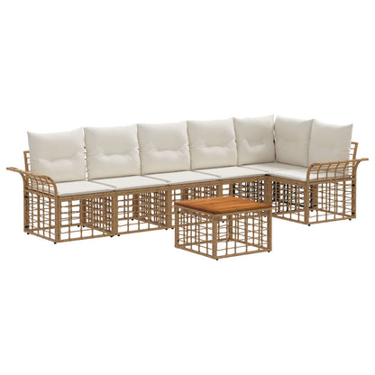 Outdoor-Sofagarnitur 7 stk. 6-Sitzer Natur und Cremeweiß