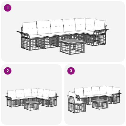 Outdoor-Sofagarnitur 7 stk. 6-Sitzer Natur und Cremeweiß