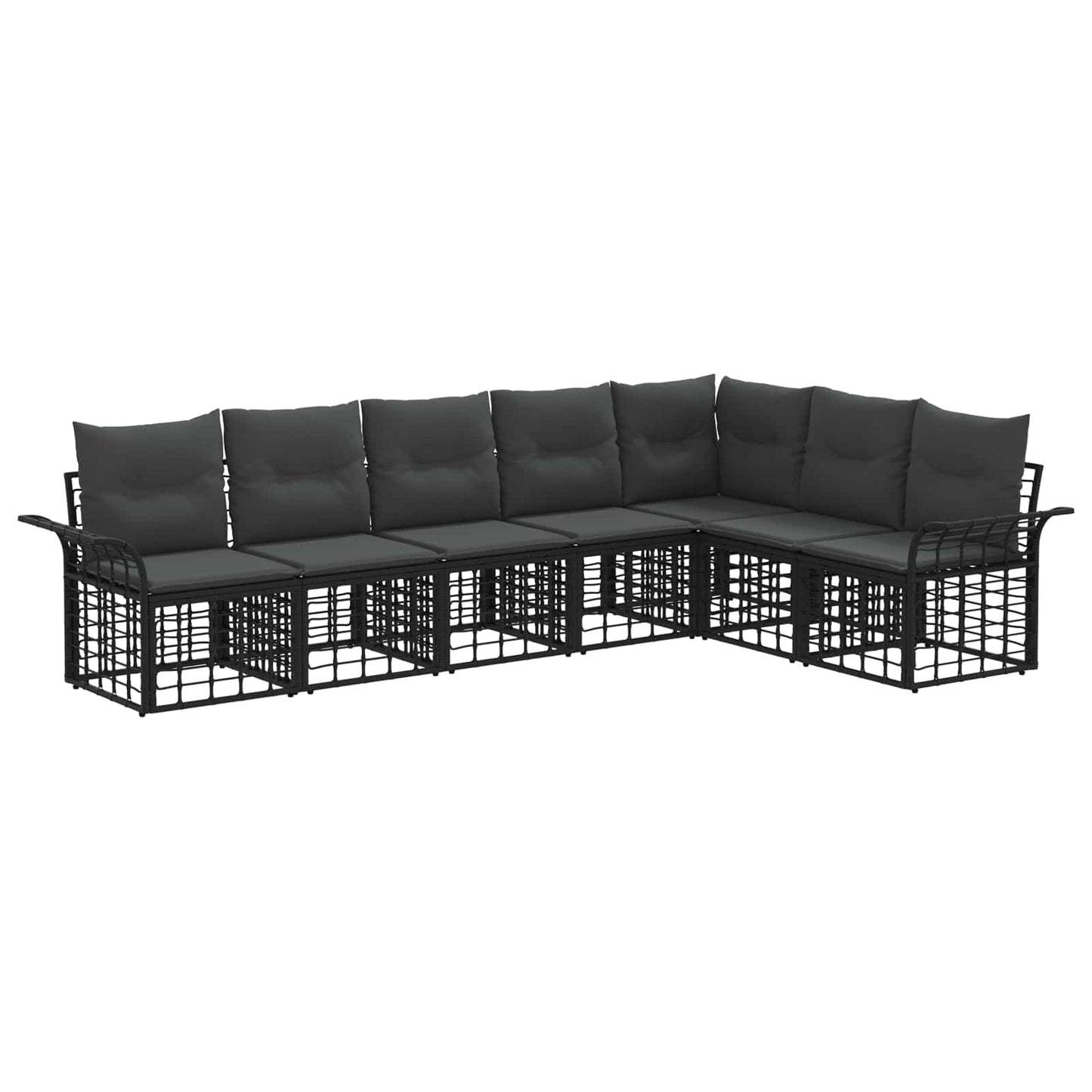 Outdoor-Sofagarnitur 7 stk. Schwarz und Dunkelgrau Polyester