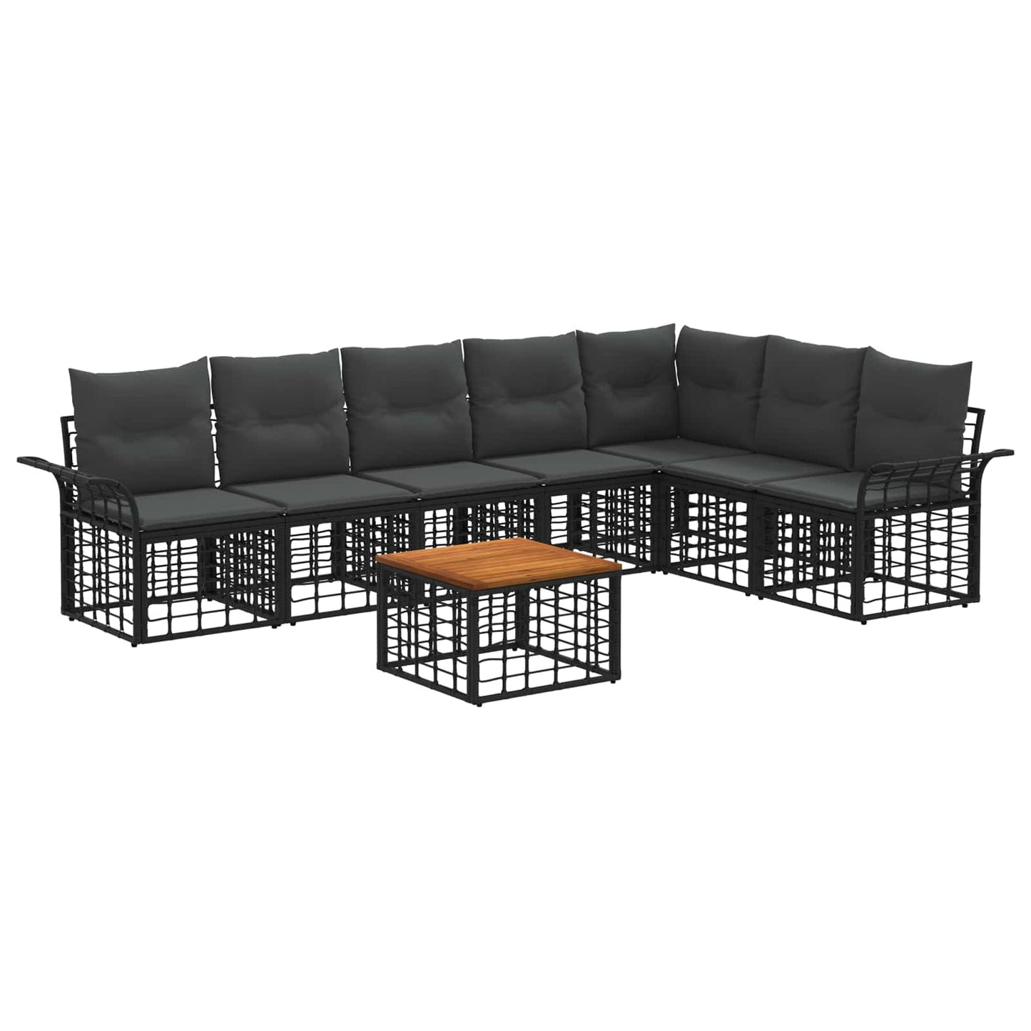 Outdoor-Sofagarnitur 8 stk. Schwarz und Dunkelgrau Polyester