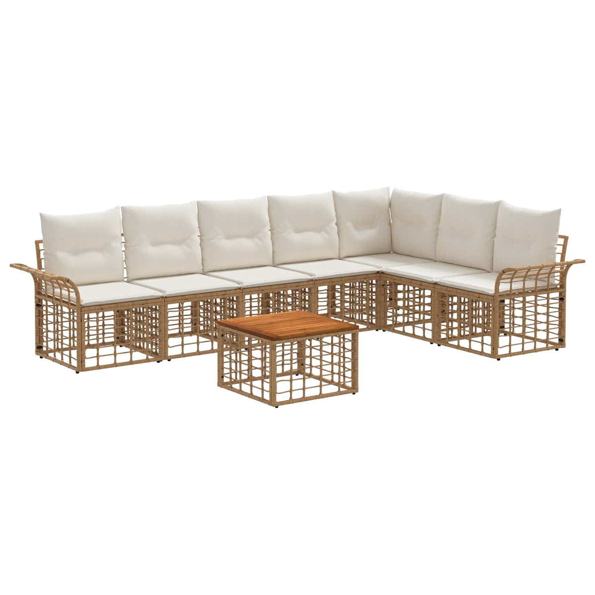 Outdoor-Sofagarnitur 8 stk. 7-Sitzer Natur und Cremeweiß