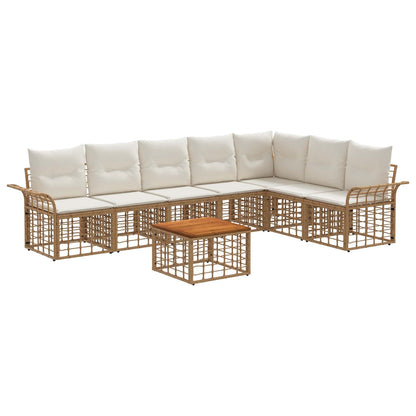 Outdoor-Sofagarnitur 8 stk. 7-Sitzer Natur und Cremeweiß