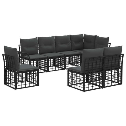 Outdoor-Sofagarnitur 8 stk. Schwarz und Dunkelgrau Polyester