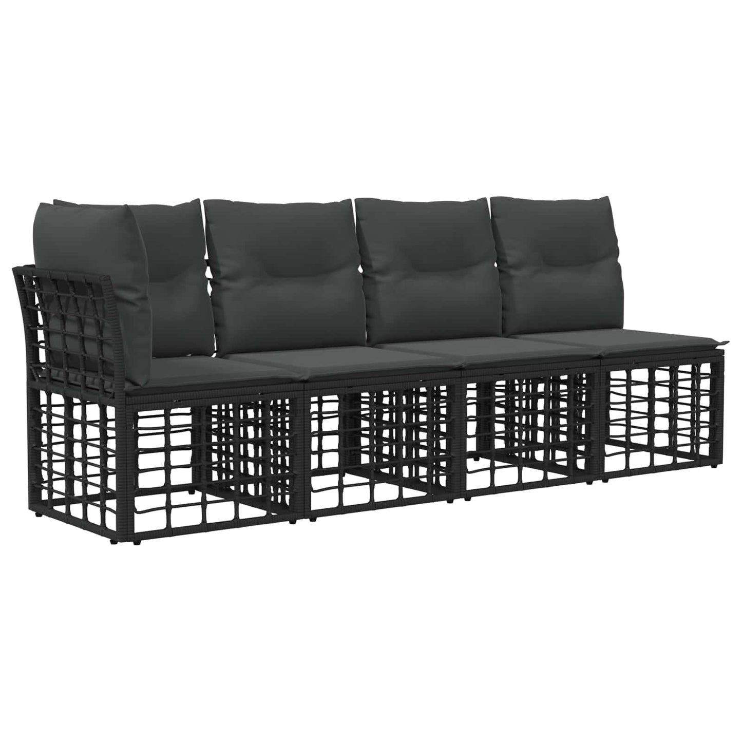 Outdoor-Sofagarnitur 9 stk. Schwarz und Dunkelgrau Polyester
