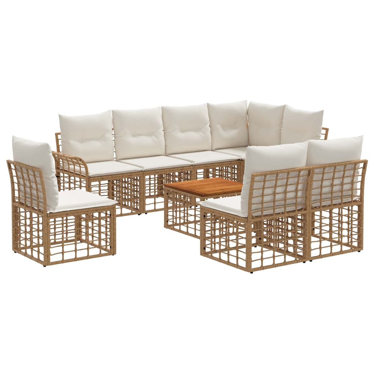 Outdoor-Sofagarnitur 9 stk. 8-Sitzer Natur und Cremeweiß