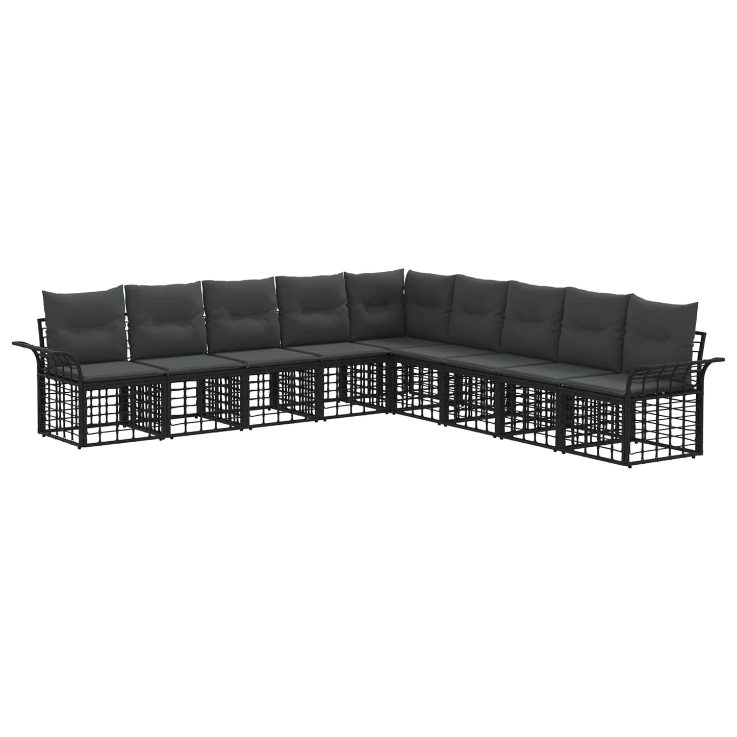 Outdoor-Sofagarnitur 9 pcs Schwarz und Dunkelgrau Polyester