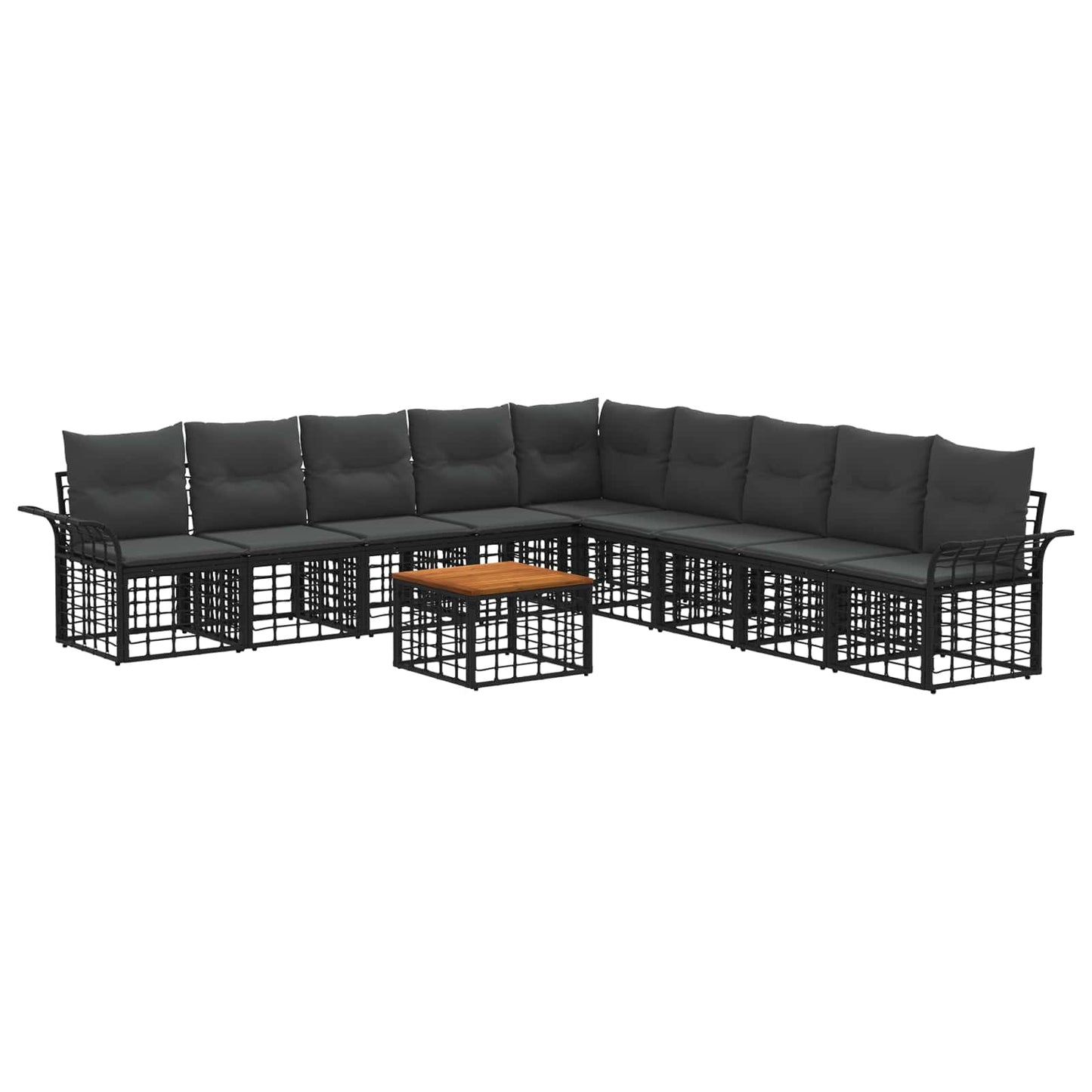 Outdoor-Sofagarnitur 10 stk. Schwarz und Dunkelgrau Polyester