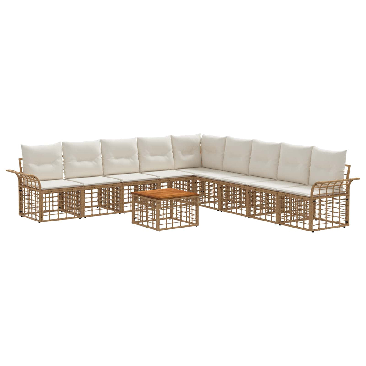 Outdoor-Sofagarnitur 10 stk. 9-Sitzer Natur und Cremeweiß