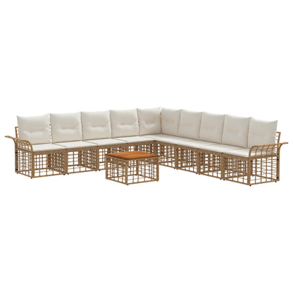 Outdoor-Sofagarnitur 10 stk. 9-Sitzer Natur und Cremeweiß