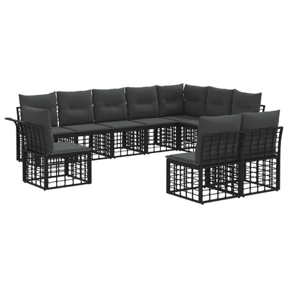 Outdoor-Sofagarnitur 10 stk. Schwarz und Dunkelgrau Polyester