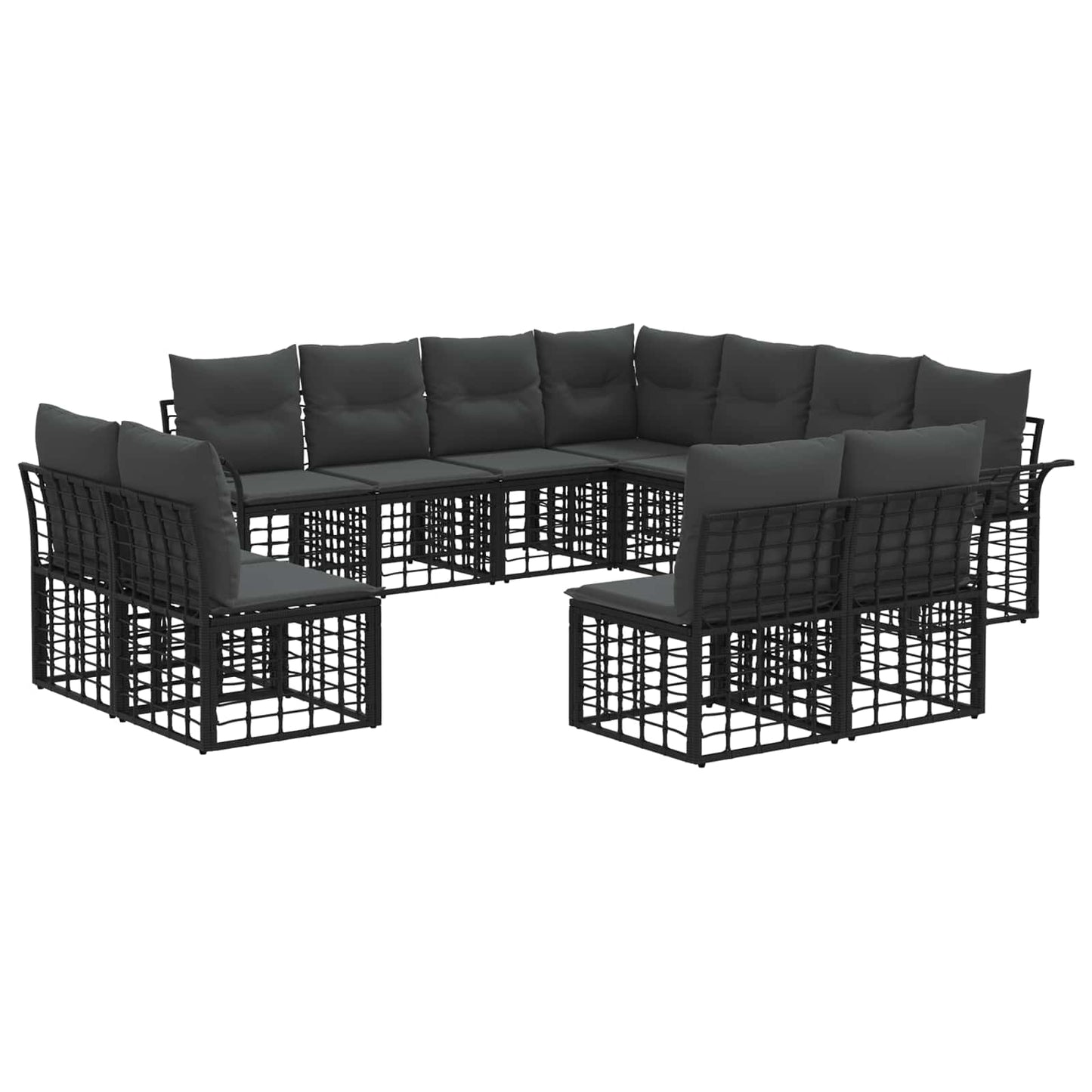 Outdoor-Sofagarnitur 11 pcs Schwarz und Dunkelgrau Polyester