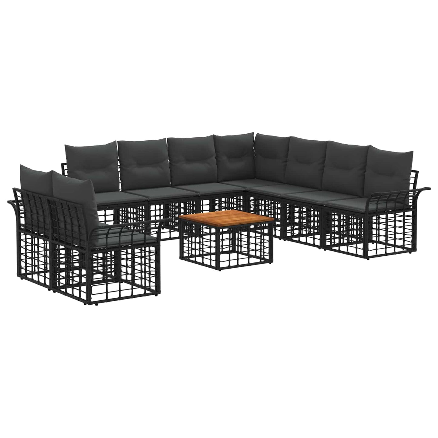 Outdoor-Sofagarnitur 10 pcs Schwarz und Dunkelgrau Polyester