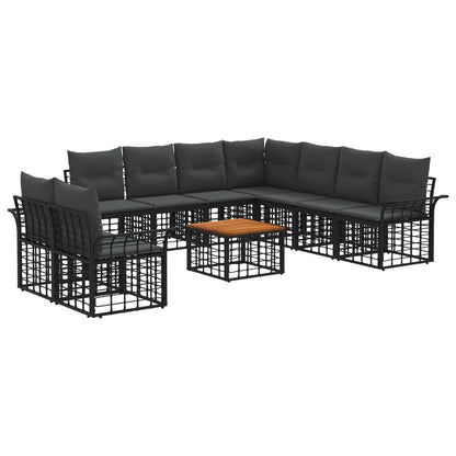 Outdoor-Sofagarnitur 10 stk. Schwarz und Dunkelgrau Polyester