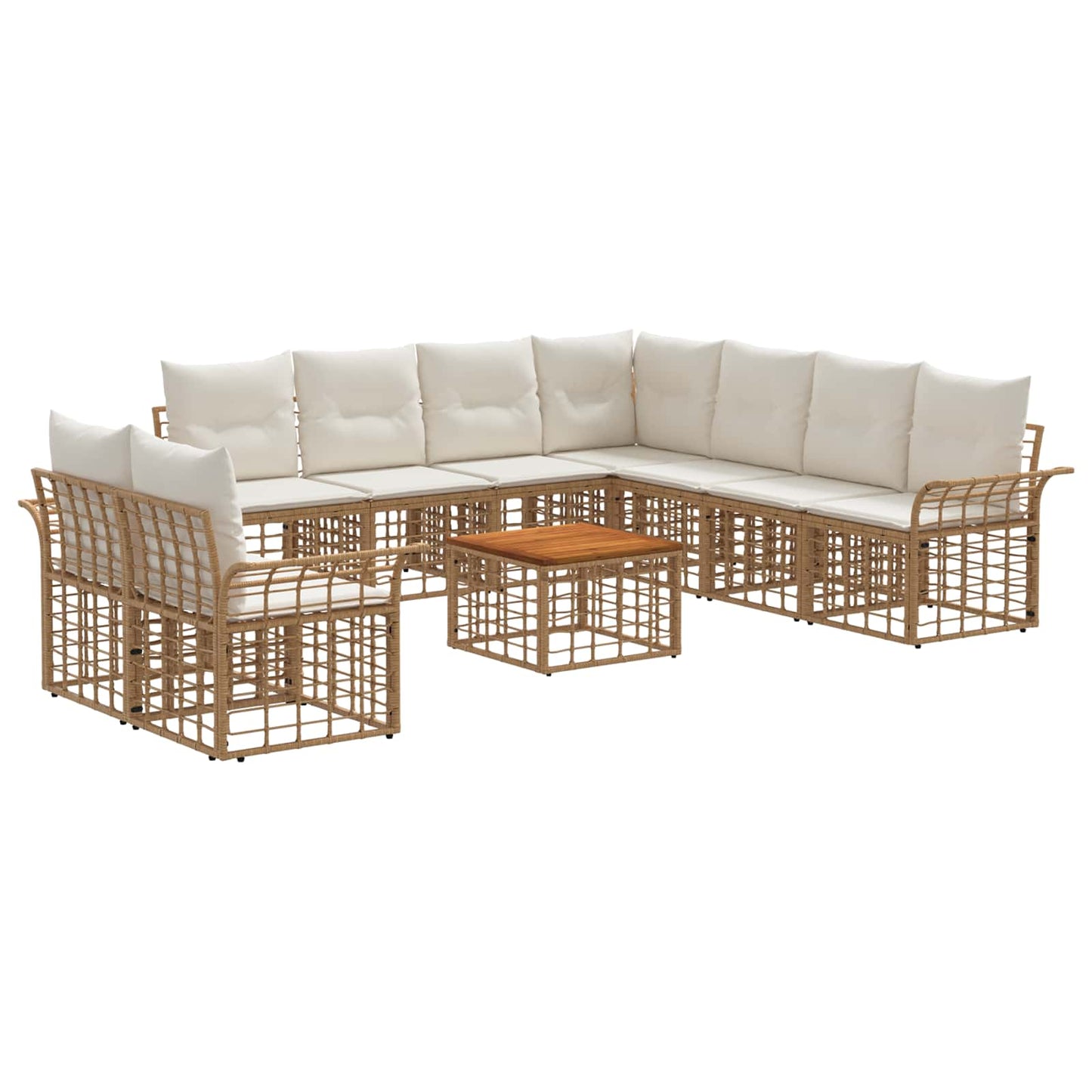 Outdoor-Sofagarnitur 10 pcs Natürlich und Cremweiß Polyester