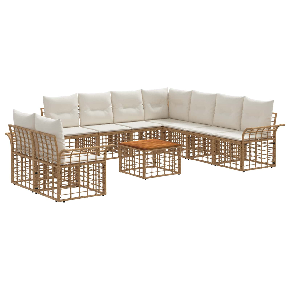 Outdoor-Sofagarnitur 10 stk. 9-Sitzer Natur und Cremeweiß