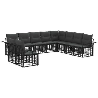 Outdoor-Sofagarnitur 10 stk. Schwarz und Dunkelgrau Polyester