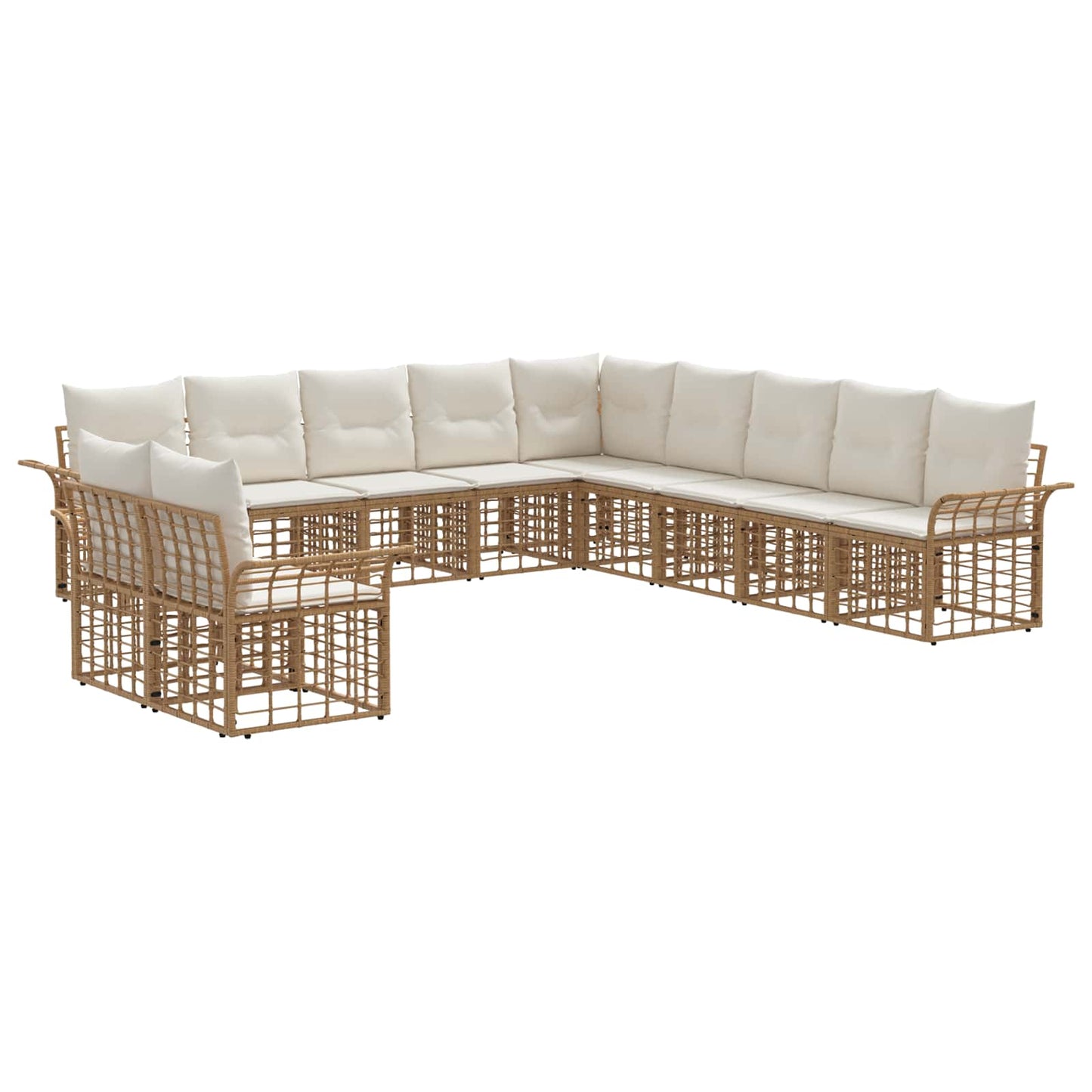 Outdoor-Sofagarnitur 11 pcs Natürlich und Cremweiß Polyester