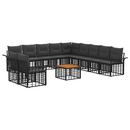 Outdoor-Sofagarnitur 12 stk. Schwarz und Dunkelgrau Polyester