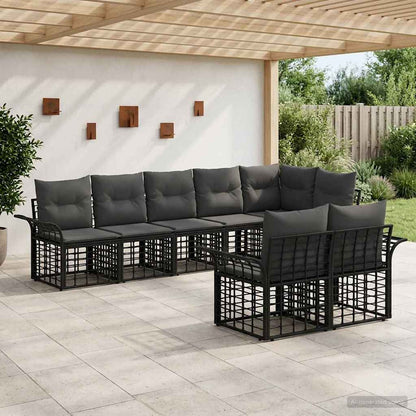 Outdoor-Sofagarnitur 8 stk. Schwarz und Dunkelgrau Poly-Rattan