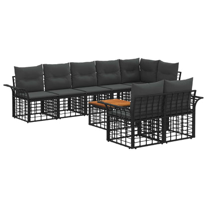 Outdoor-Sofagarnitur 9 stk. Schwarz und Dunkelgrau Poly-Rattan