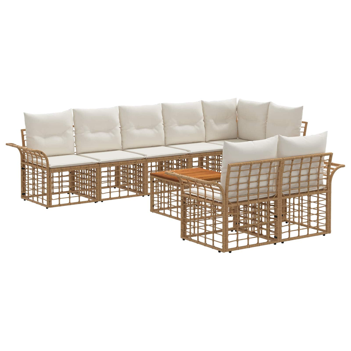 Outdoor-Sofagarnitur 9 stk. 8-Sitzer Natur und Cremeweiß