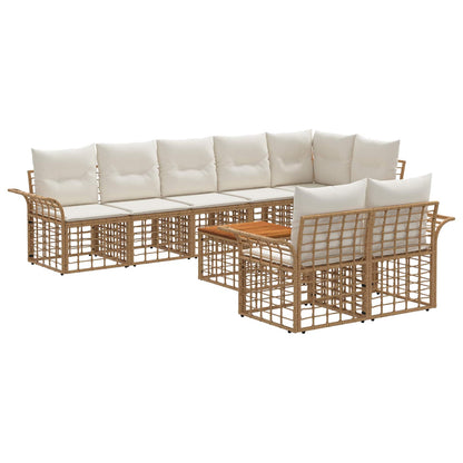 Outdoor-Sofagarnitur 9 stk. 8-Sitzer Natur und Cremeweiß