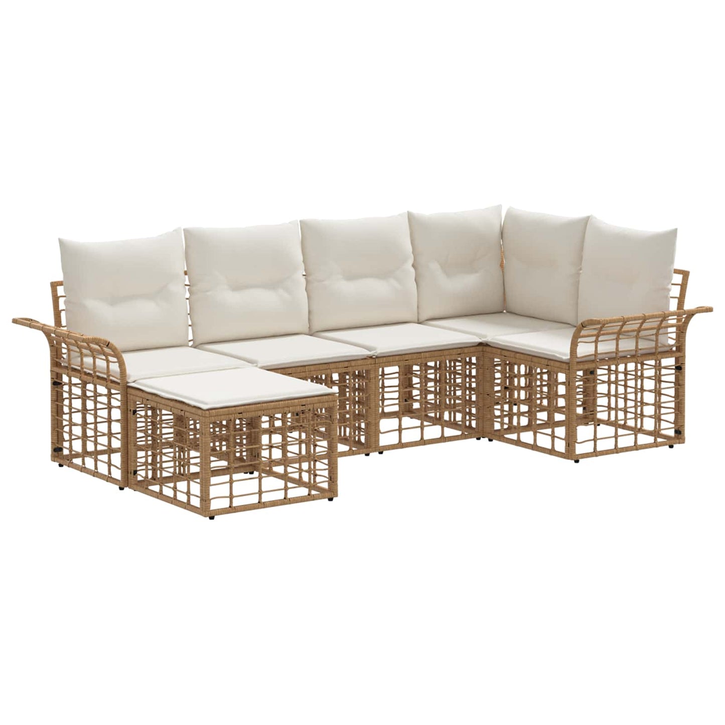 Outdoor-Sofagarnitur 6 pcs Natürlich und Cremweiß Polyester