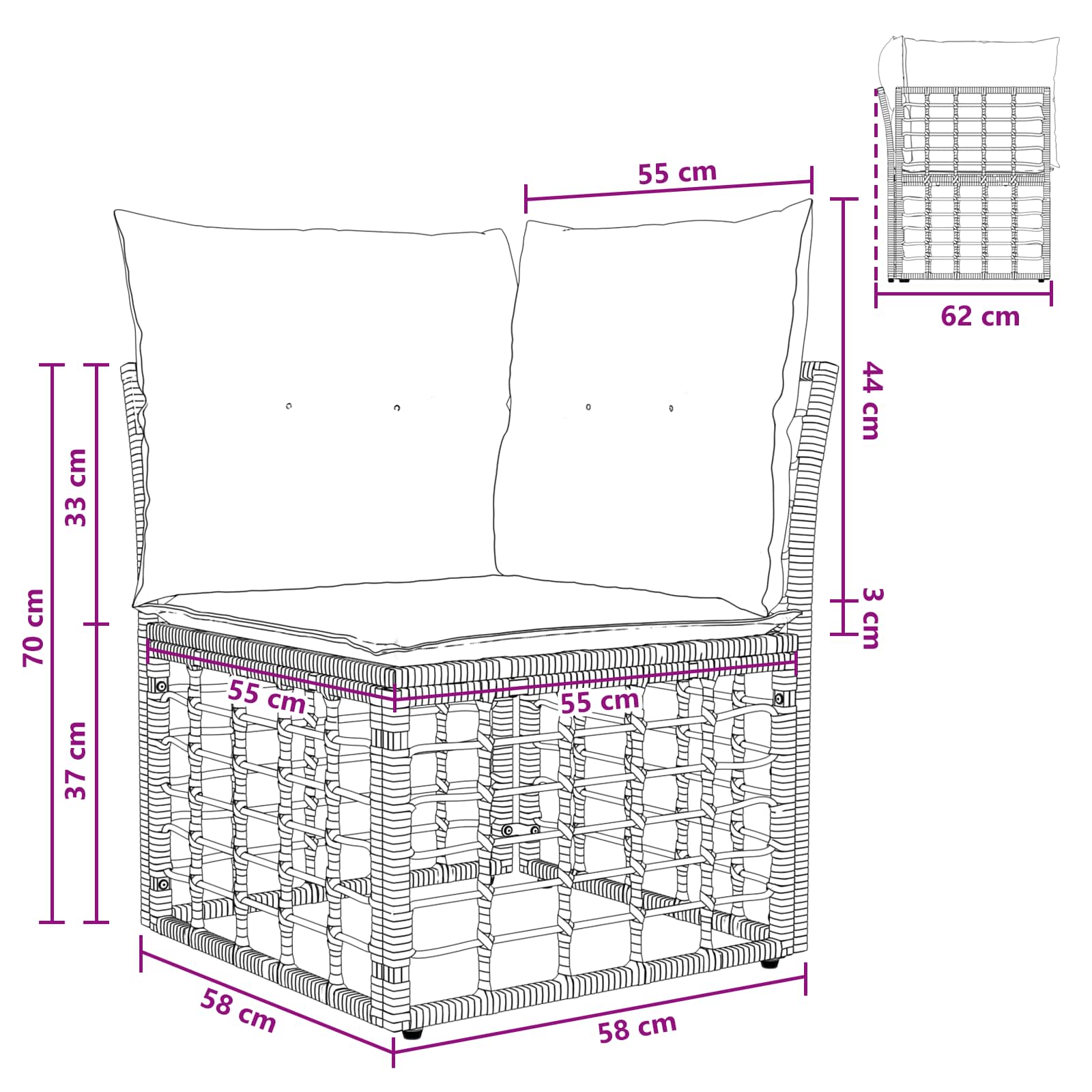 Outdoor-Sofagarnitur 7 stk. Schwarz und Dunkelgrau Polyester