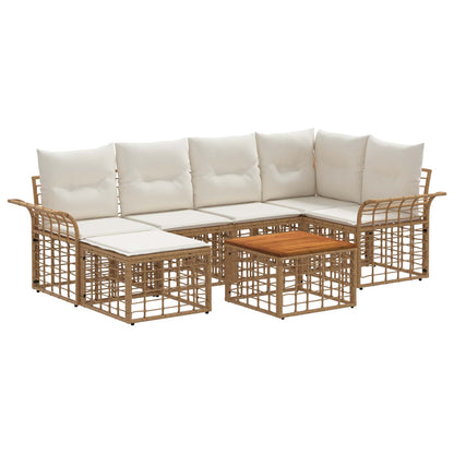 Outdoor-Sofagarnitur 7 stk. 6-Sitzer Natur und Cremeweiß