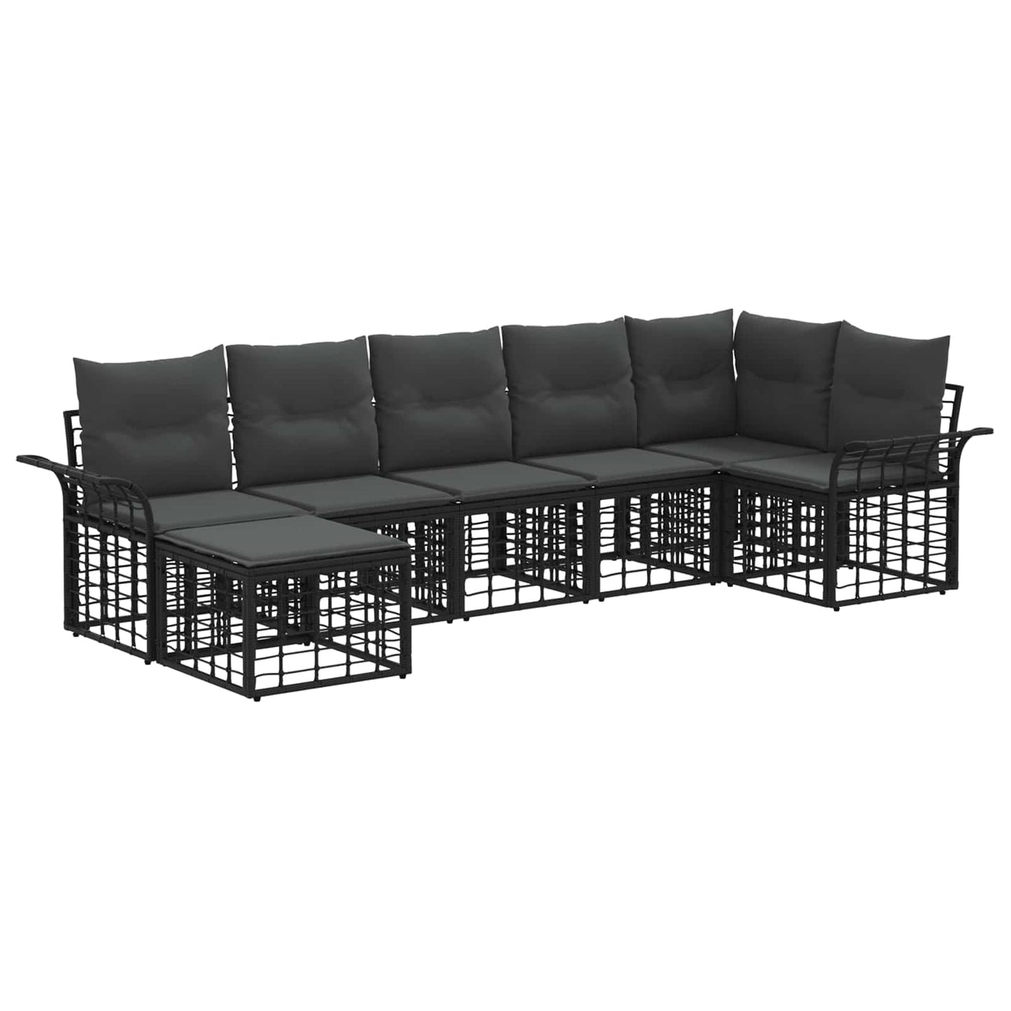 Outdoor-Sofagarnitur 7 pcs Schwarz und Dunkelgrau Polyester